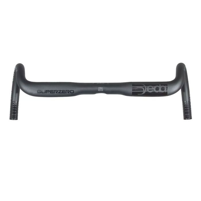 Deda Superzero Gravel Alloy Handlebar in matte black, featuring a sleek design with ergonomic drops and a width of 40cm, ideal for gravel cycling.