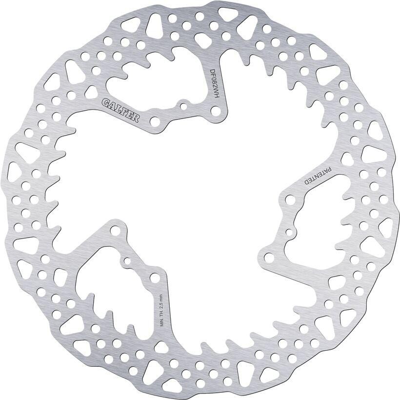 Galfer Fixed Shark Brake Disc for Honda CRF250R, featuring a circular stainless steel design with cutouts for weight reduction and enhanced cooling, suitable for front installation.
