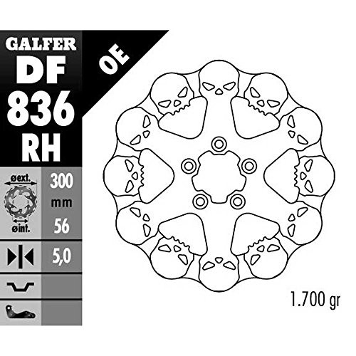 Galfer DF836RH - DF836RH - Galfer Fixed Skull Rear Brake Disc - Harley Davidson FLTRX1750 2017-2019