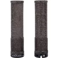 Black flangeless bike grips with textured galaxy pattern and "DeathGrip" branding on the end caps.