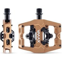 Light bronze DMR VMAX bike pedals with black spindle, open design, and VMAX branding on the side.