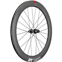 DT Swiss ARC 1100 Dicut carbon disc brake wheel, 50mm depth, black with white logo, sleek aerodynamic design.