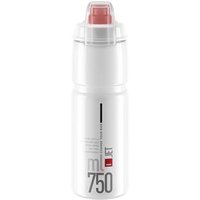 White Elite Jet biodegradable MTB water bottle with red nozzle and ml 750 marking.