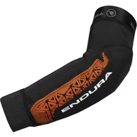 Black Endura MT500 D3O Ghost elbow pad with orange geometric design and white logo on the side.