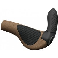 Ergon GP3 EVO BioKork grip, large size, brown cork texture with black rubber ergonomic handlebar extension.