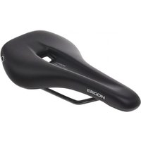 Black Ergon SM Sport Men's Saddle M/L with ergonomic shape and center cutout for comfort, featuring sleek design.