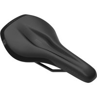 Black Ergon SMC Core Saddle with ergonomic shape, central groove, and sleek design for cycling comfort.
