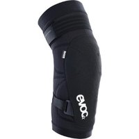 Black Evoc Flex Enduro Lite Shield knee protector with adjustable straps and white logo on the side.