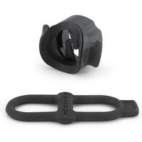 Black Exposure Boost R QR Bracket with rounded mount and detachable rubber strap for secure attachment.