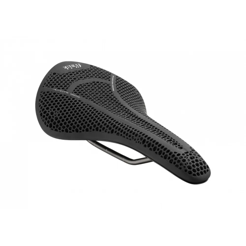 Black Fizik Tempo Aliante R3 Adaptive Saddle features a textured surface, ergonomic shape, and a lightweight design with a sleek profile, measuring 145mm in width.