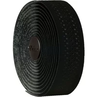 Black Fizik Tempo Microtex Bondcush Soft Bar Tape, textured surface, coiled roll, subtle branding on end cap.