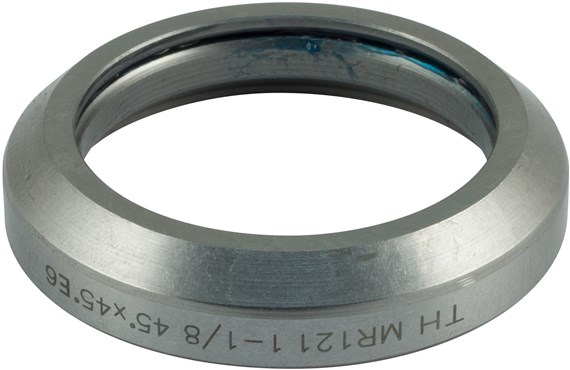 Mild steel headset bearing with a silver metallic finish, featuring a 1 1/8 inch size and 41.8mm outer diameter, labeled ACB 45/45, sold individually.