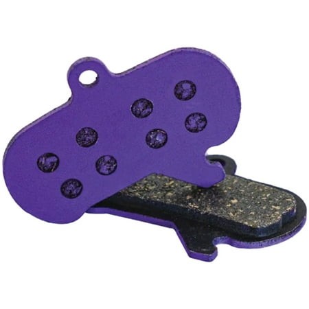 Purple Galfer E-Bike disc brake pad designed for SRAM Maven, featuring a unique shape with six holes and a textured black backing for optimal braking performance.