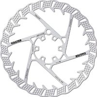 Galfer Shark 6 Bolt Disc Brake Rotor, silver with shark fin design and textured edges for enhanced grip.