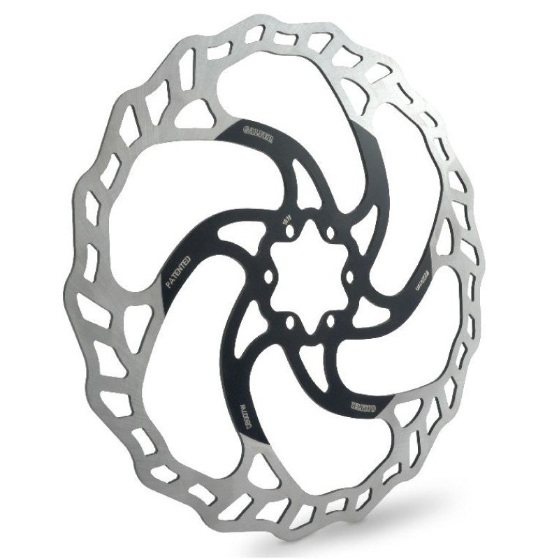 Galfer Wave 6-Bolt Disc Rotor in silver with a wavy design, measuring 180mm x 2.0mm, featuring black accents and multiple bolt holes for mounting.