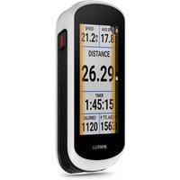 Garmin Edge Explore 2 Power GPS bike computer with touchscreen, black and white casing, displaying speed and distance.