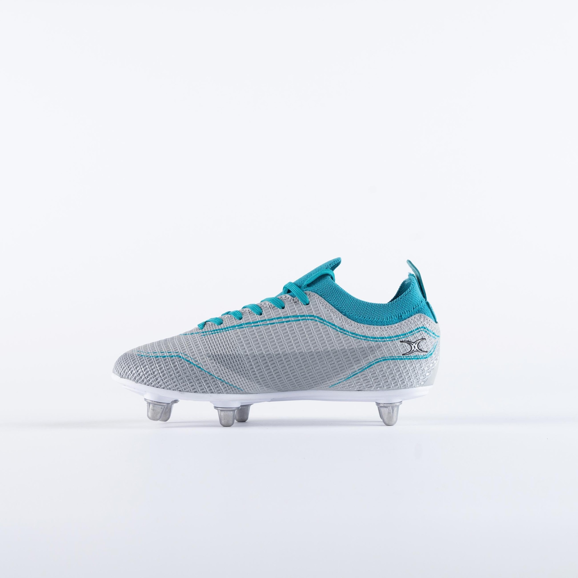 Gilbert Rugby Gilbert Cage Pace 6S Boots - Junior - Size: UK 2 | EU 34 - Grey/Aqua - image 2