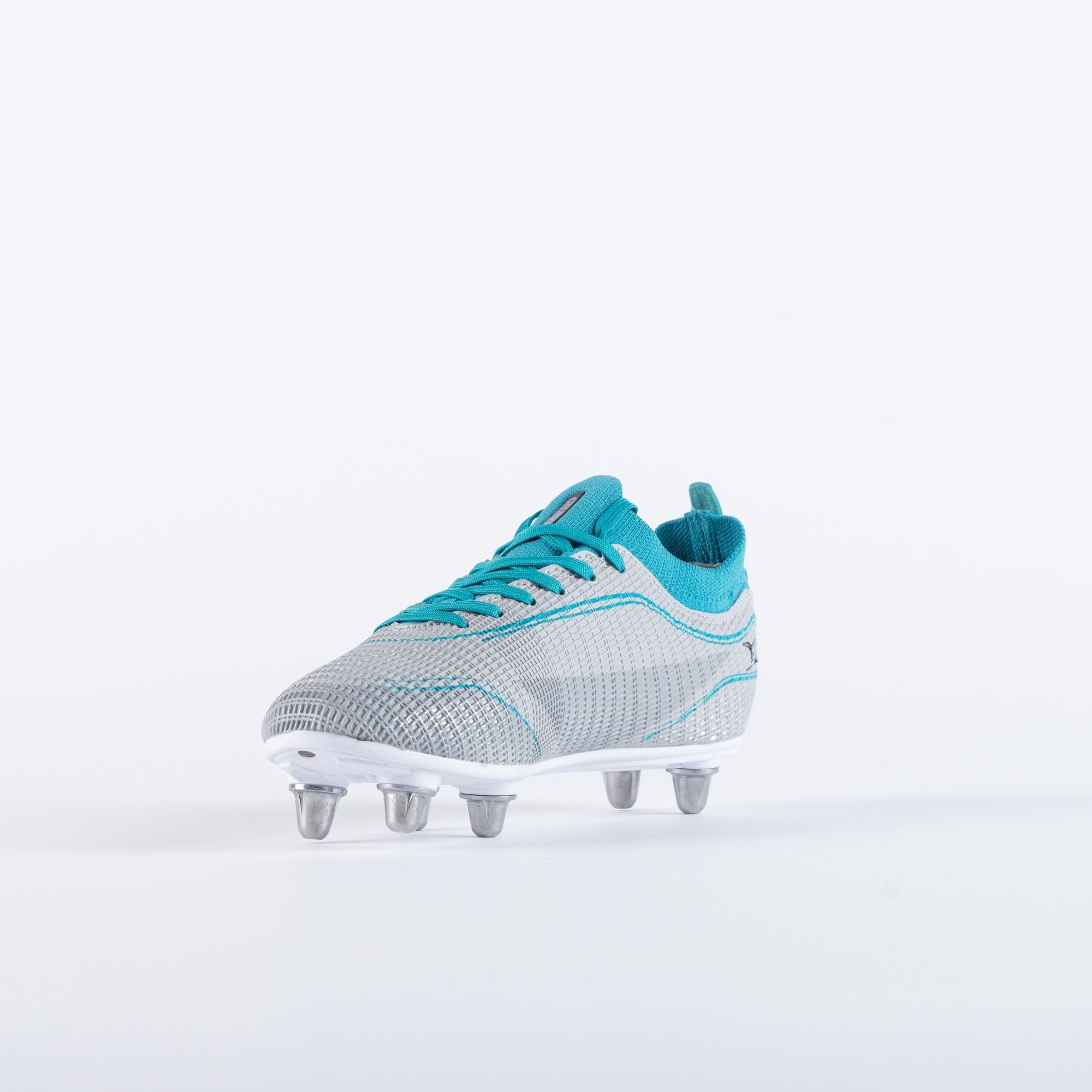 Gilbert Rugby Gilbert Cage Pace 6S Boots - Junior - Size: UK 2 | EU 34 - Grey/Aqua - image 4