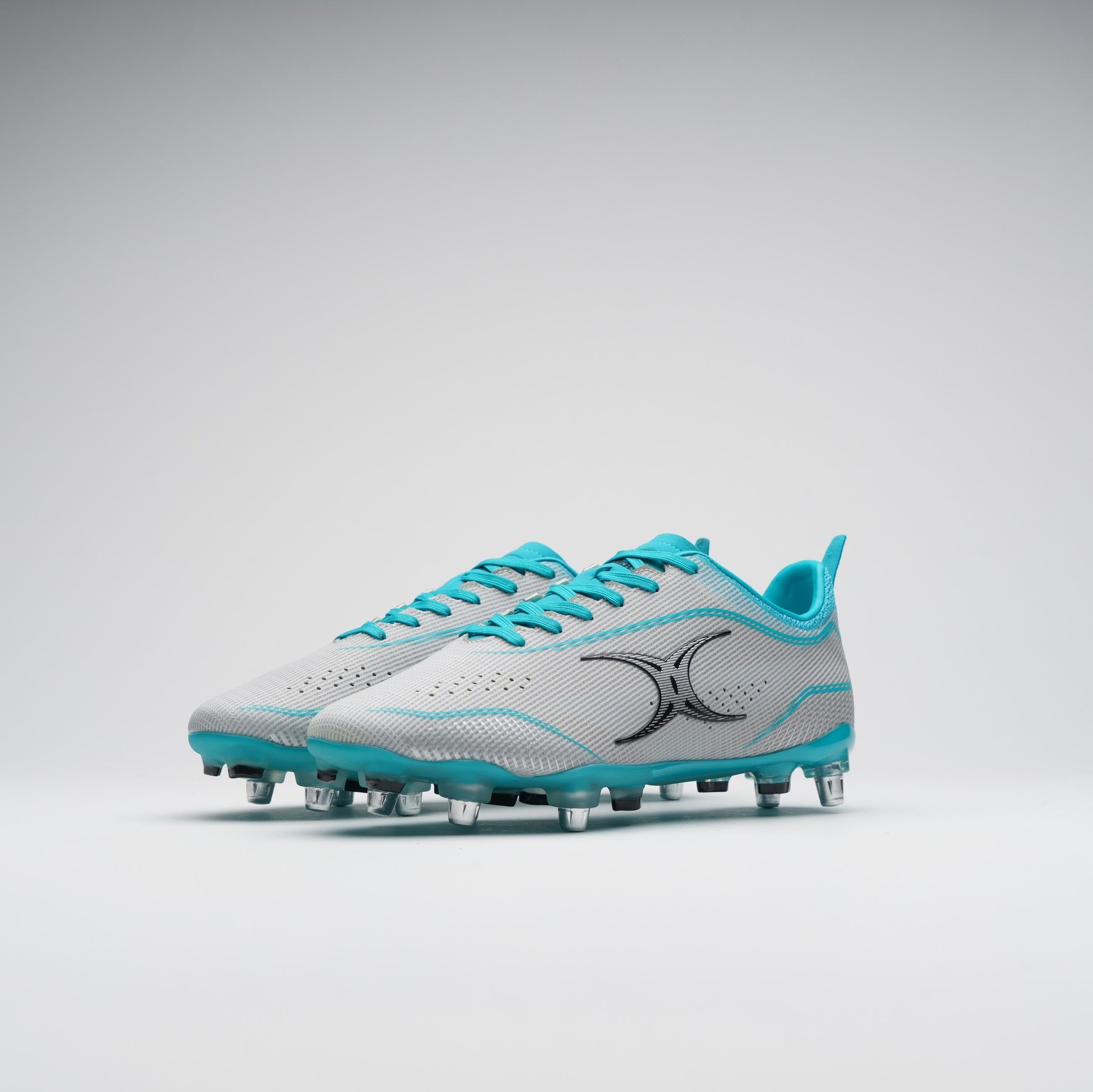 Gilbert Rugby Gilbert Cage Pace Pro 6S Boots - Senior - Size: UK 9.5 | EU 44 - Grey/Aqua - image 4