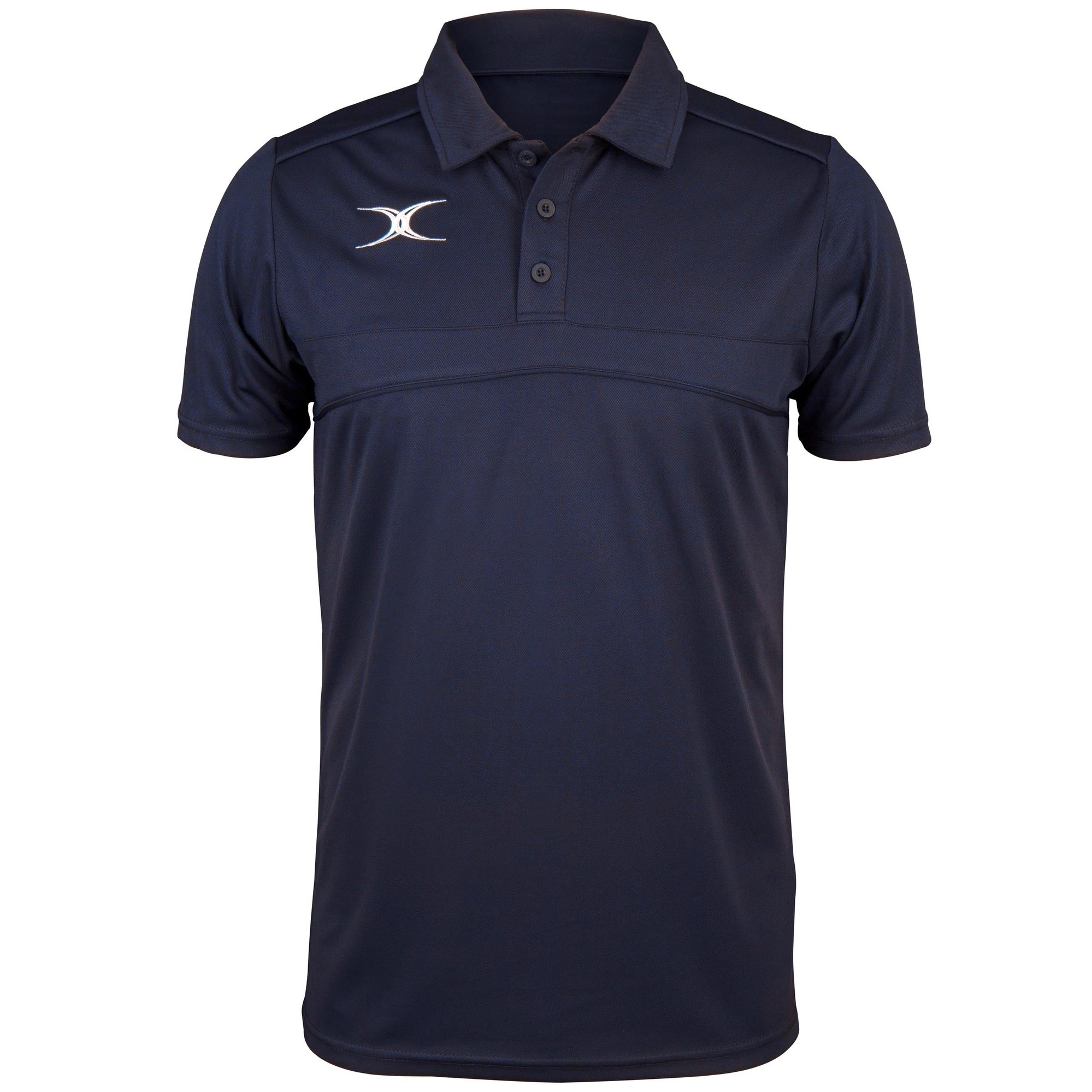 Black Gilbert Rugby Photon polo shirt for men, featuring a classic collar, three-button placket, and a stylish embroidered logo on the chest.