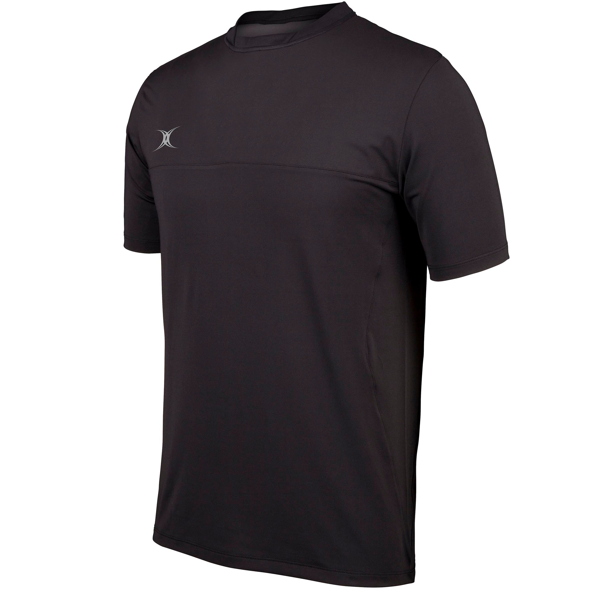 Black short-sleeve Gilbert Pro T-Shirt for men, made of lightweight material, featuring a subtle logo on the chest and a classic crew neckline.