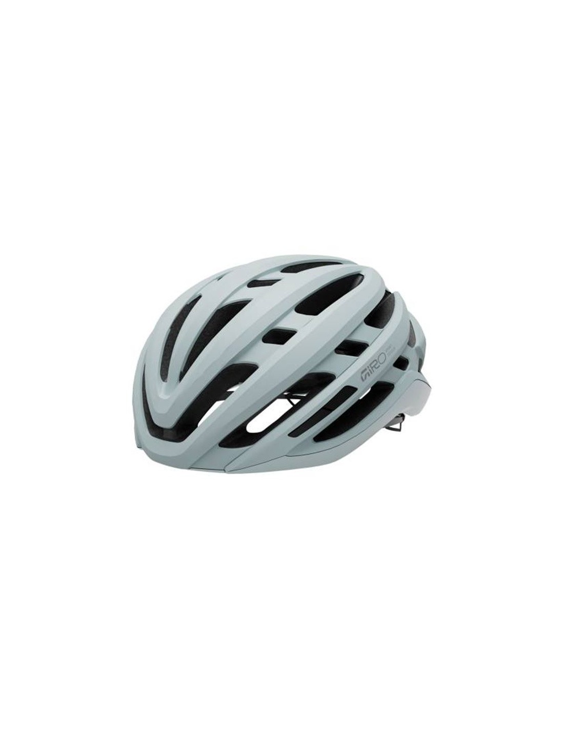 Sky blue Giro Agilis MIPS helmet in medium size (55-59cm), featuring aerodynamic design, multiple ventilation slots, and adjustable fit system.