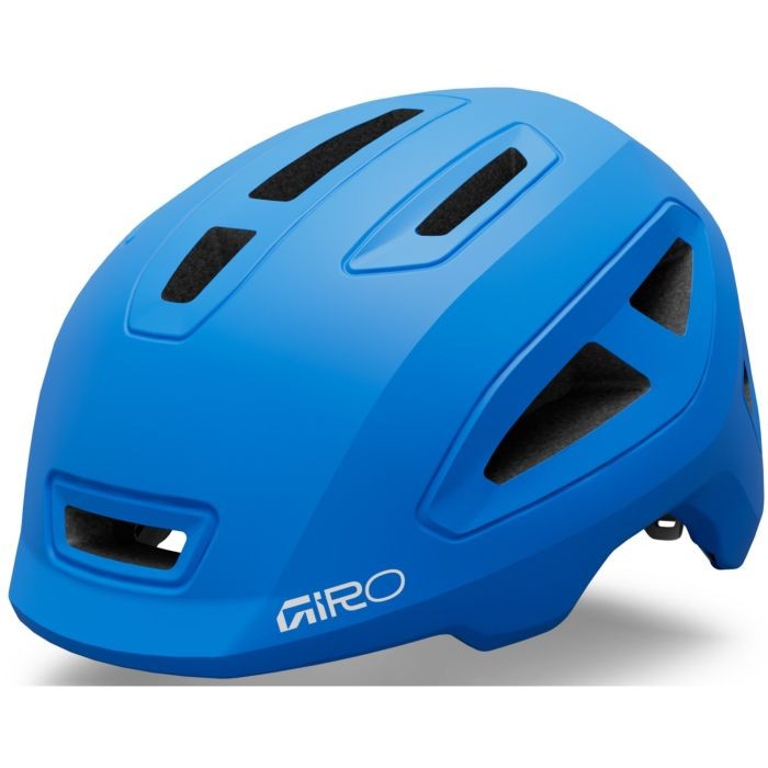 Blue Giro Scamp II helmet in size small (49-53cm) features a sleek design with ventilation slots and a matte finish, ideal for safety and comfort during cycling.
