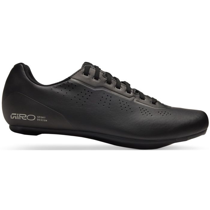 Giro Stylus II cycling shoes in black, size 47, featuring a sleek design, synthetic upper, perforated detailing for breathability, and a lightweight sole for optimal performance.