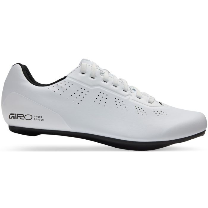 White Giro Stylus II cycling shoes in size 41, featuring a sleek design, perforated upper for breathability, and a black sole for enhanced grip.