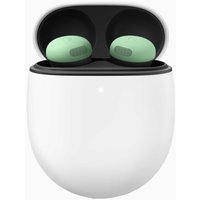 Google Pixel Buds Pro 2 Wireless Headphones in Wintergreen, sleek white charging case with open lid.