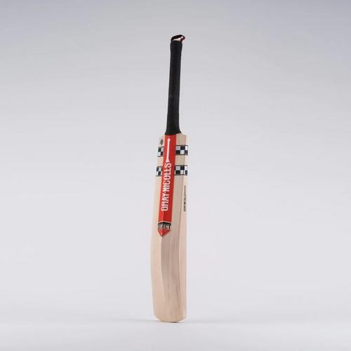 Gray-Nicolls Classic Select Adult Cricket Bat featuring a light wooden blade, black and white grip, and a striking red and black label design.