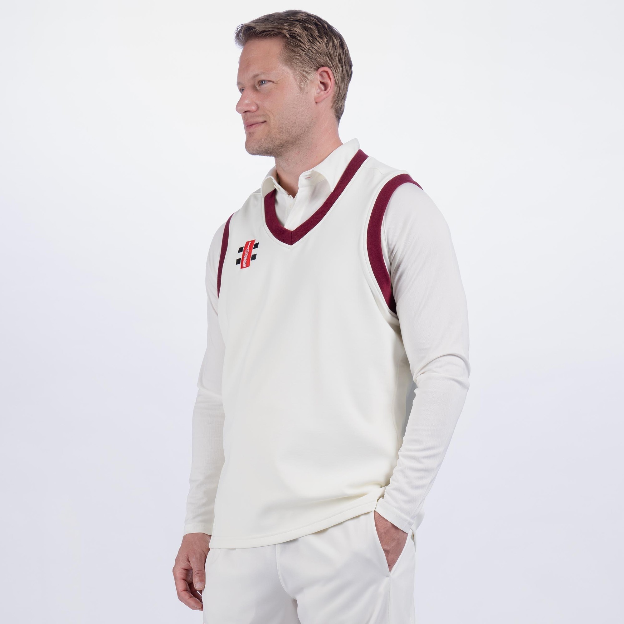 Gray-Nicolls Pro Performance Adult Slipover - Size: XL - Ivory With Maroon Trim - image 3