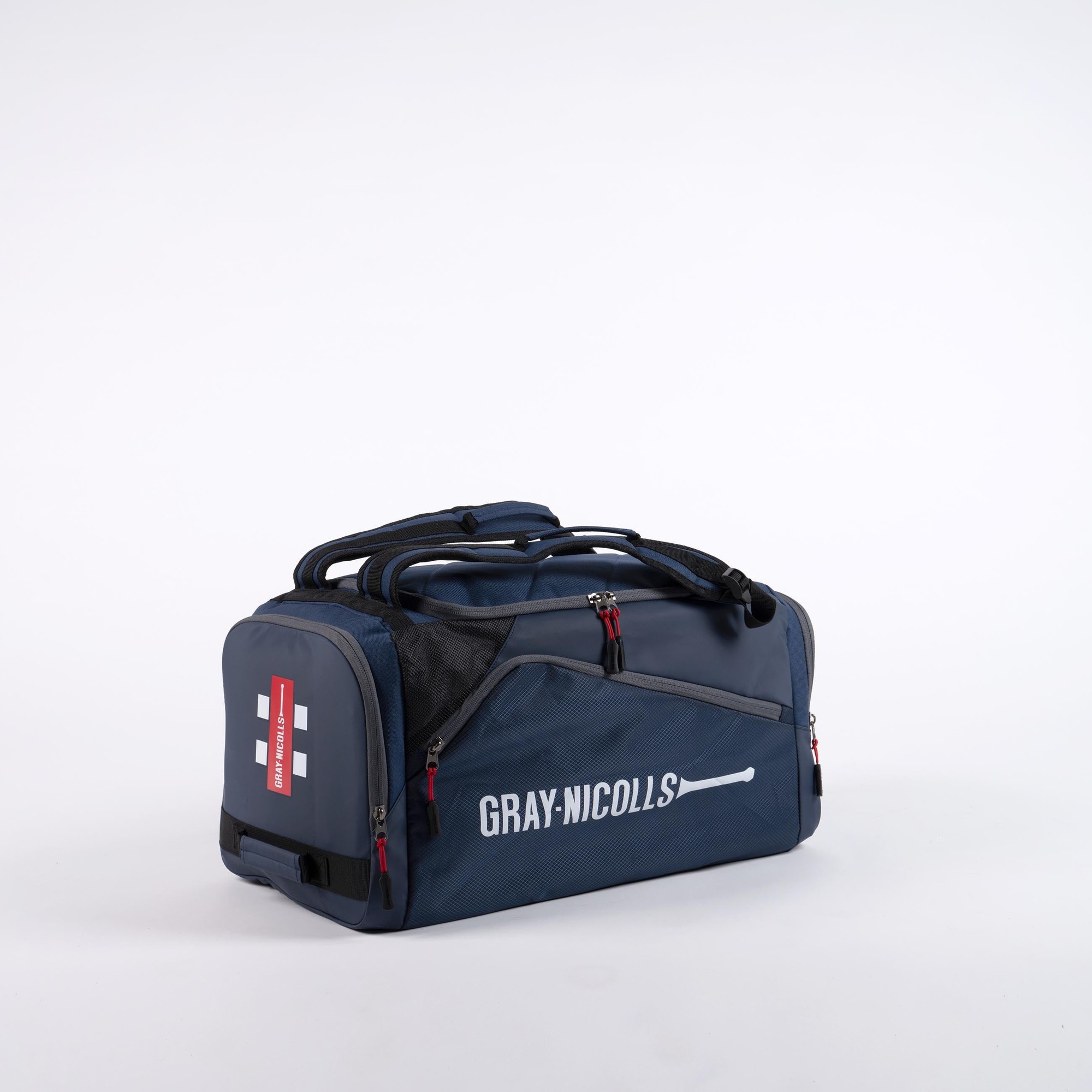 Gray-Nicolls Team Holdall in black features a durable design, multiple compartments, padded handles, and a prominent logo on the side for easy identification.