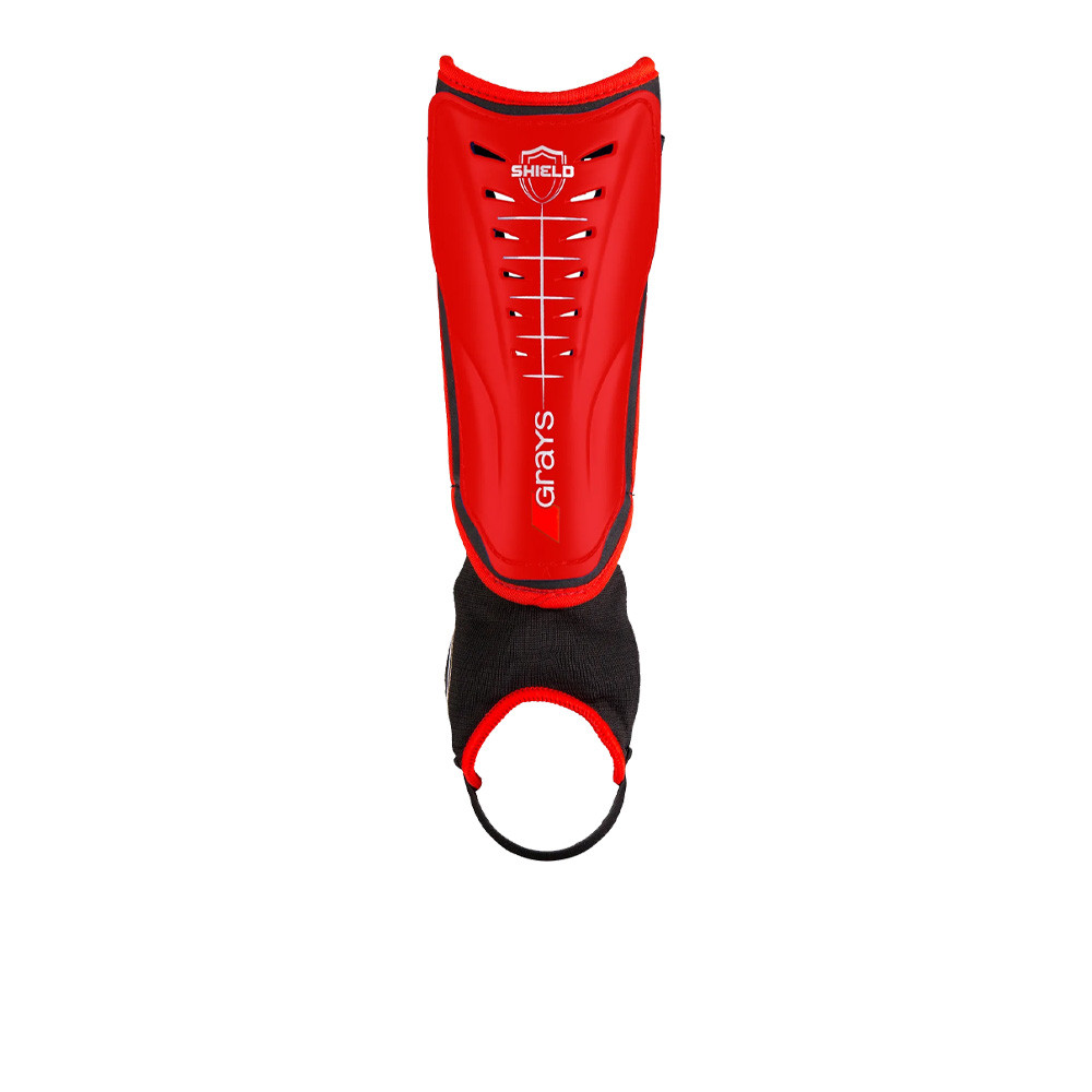 Black Grays Shield shinguards featuring a sleek design, made of durable material with a protective front and elasticated sock for secure fit.