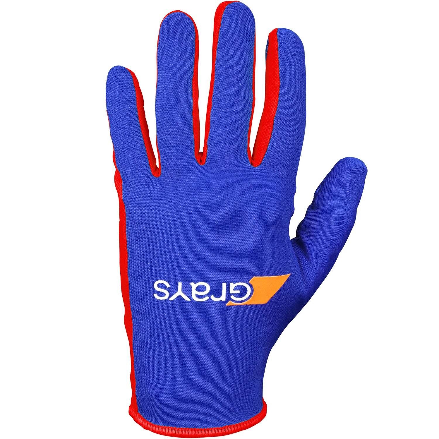 White Grays Skinful Pro Gloves featuring a snug fit, lightweight material, and contrasting red accents, designed for optimal grip and comfort in hockey.