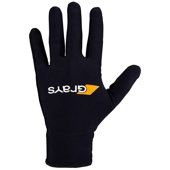 White Grays Skinful Pro Gloves made from flexible material, featuring a snug fit and the Grays logo in orange on the back.