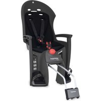 Grey and black Hamax Siesta child seat with lockable bracket, adjustable harness, and ergonomic design.