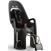 Black Hamax Zenith child bike seat with adjustable harness, ergonomic backrest, and footrests.