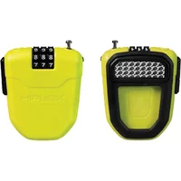 Lime Hiplok FX wearable retractable combination lock with black dials and reflective strip.