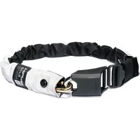 Black and white Hiplok Gold wearable chain lock with 10mm links and 85cm length, featuring a secure buckle closure.