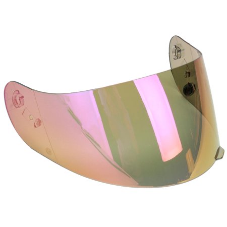 HJC HJ-09 visor in iridium pink with a glossy finish, featuring a curved design and attachment points for secure fitting on helmets.