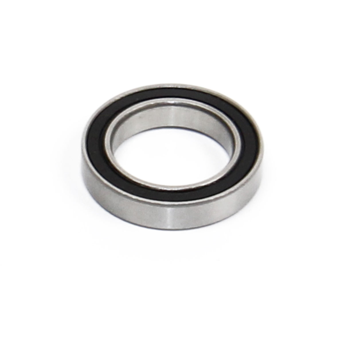 Silver metal bearing with a black rubber seal, labeled as "Hope Bearings - S6803 2RS," featuring a smooth circular design for efficient rotation.