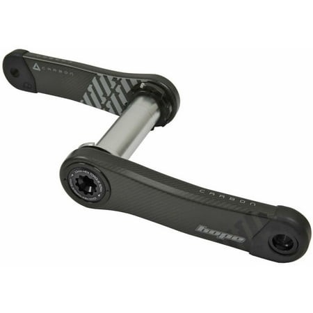 Black carbon crankset with a 73mm width and 155mm arm length, featuring a sleek design and textured grip for enhanced performance.