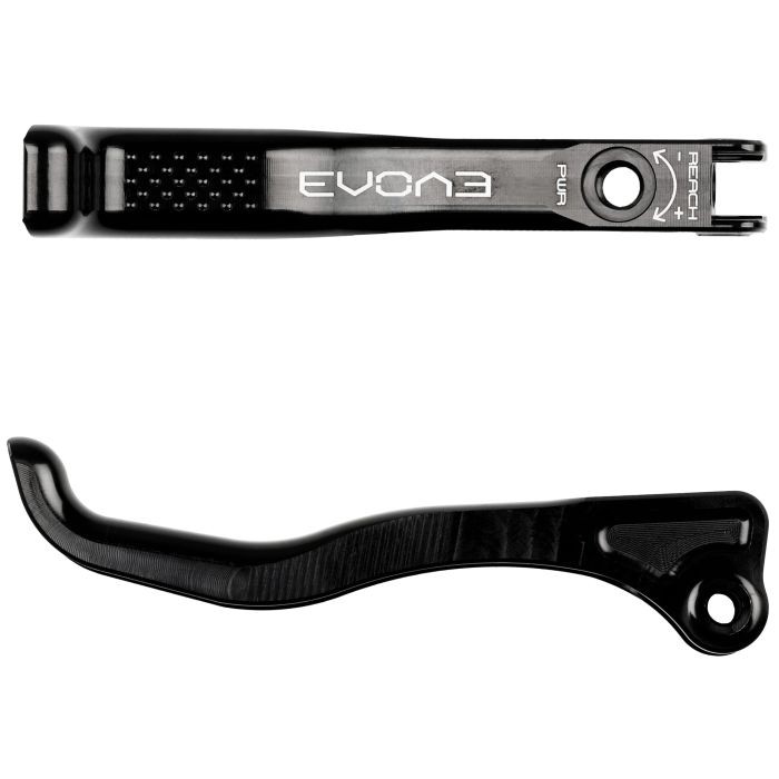 Black Hope EVO Power Lever Blade featuring a sleek design, textured grip area, and adjustable reach mechanism for enhanced performance.