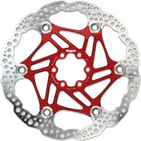 Red and silver Hope Floating Rotor, 220mm, with intricate cutout design and circular holes along the edge.