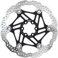 Black Hope Floating Rotor, 203mm, 6-bolt fitment with silver outer edge and intricate cutout design.