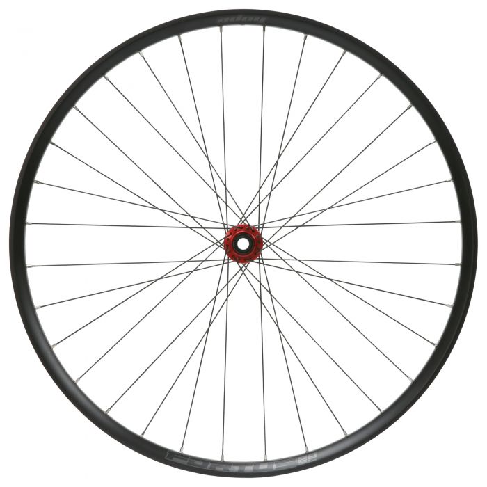 30W SC Pro5 front wheel by Hope, featuring a black rim, red center lock hub, 110mm x 15mm Boost spacing, and a 29-inch diameter with a sleek, lightweight design.