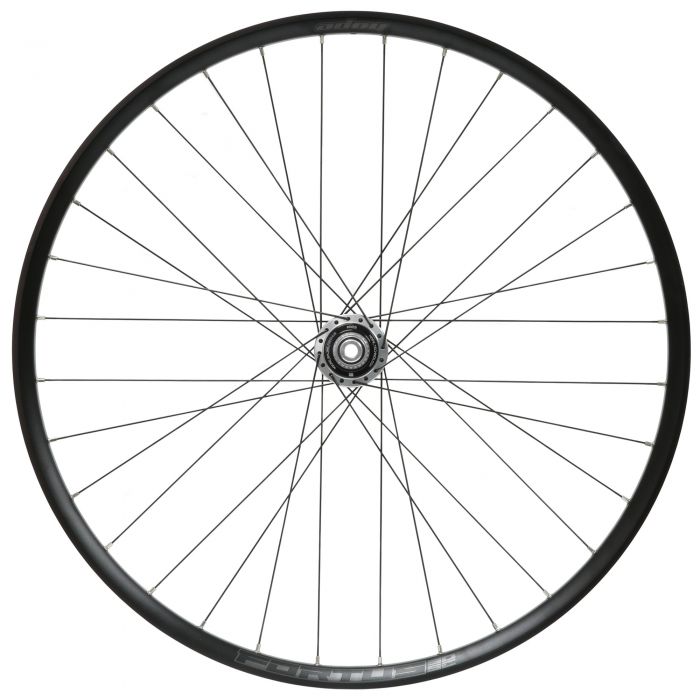 Silver 27.5-inch Hope Fortus 30W SC Pro5 rear wheel featuring a 142x12mm hub, 6-bolt disc mount, and Micro Spline compatibility with a sleek, sturdy design.