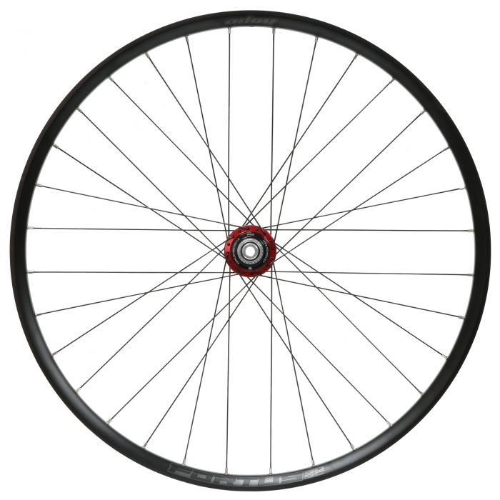 30-inch Hope Fortus 30W SC Pro5 rear wheel featuring a black aluminium rim, red hub, 148x12mm Boost spacing, and Centre Lock disc brake compatibility.