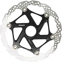 Black Hope MTB Centre Lock Floating Rotor, 200mm, with silver outer edge and multiple cutouts.
